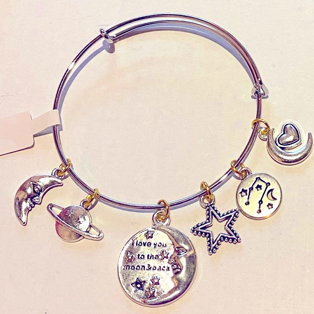“Love You To The Moon” Silver Expandable Bracelet